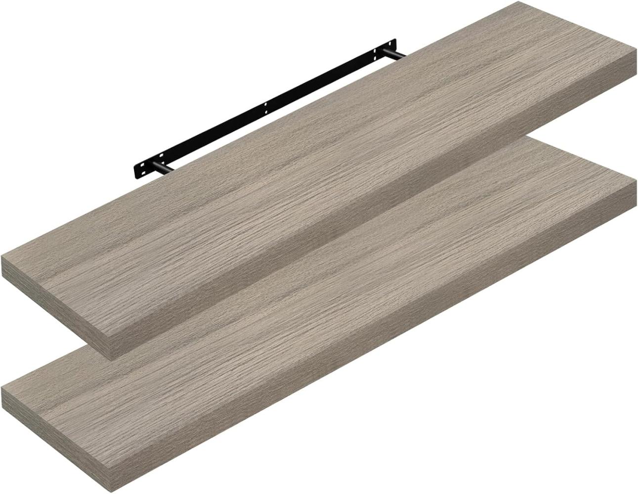 WOLTU 2X Wandregal Wandboard Bücherregal Regale für Deko Wandablagen aus MDF Holz, 2er Set Hängeregal Graue Holzoptik, 100x22. 9x3. 8cm Bild 1