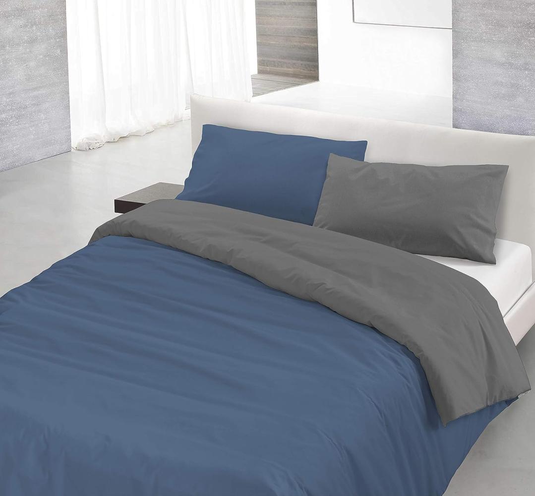 Italian Bed Linen Natural Color Doubleface Bettbezug, 100% Baumwolle, Turteltaube/Creme, kleine Doppelte Bild 1