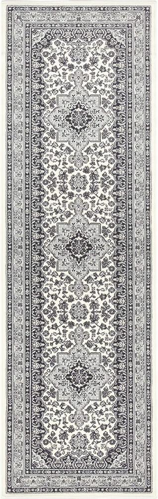 Orientalischer Kurzflor Teppich Parun Täbriz Creme Grau - 80x250x0,9cm Bild 1