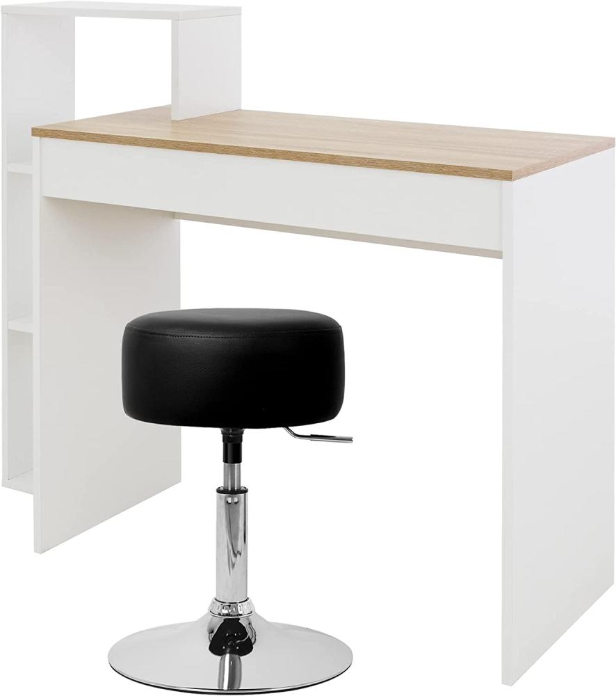 Schreibtisch mit Sitzhocker 110x72x40 cm Weiß/Sonoma-Eiche aus Holz ML-Design Bild 1