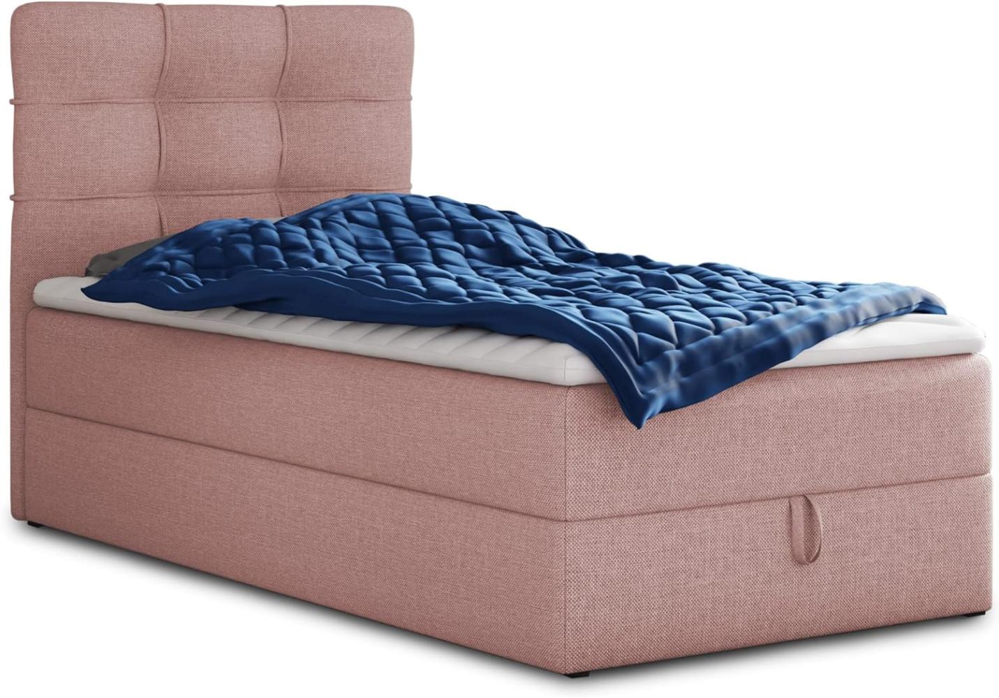 Boxspringbett Best Mini mit Bettkasten und Matratzentopper - Einzelbett mit Bonell-Matratze und Topper, Polsterbett, Bett, Schlafzimmer (120 x 200 cm, Pink (Inari 52)) Bild 1