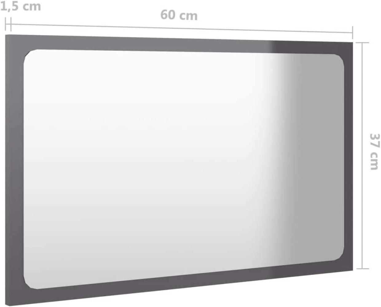 vidaXL Badspiegel Hochglanz-Grau 60x1,5x37 cm Spanplatte Bild 1