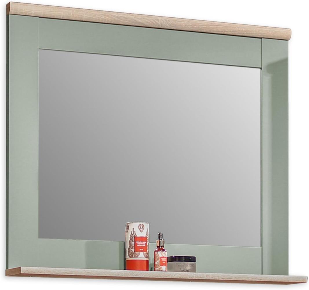 BERGEN Badspiegel in Sonoma Eiche Optik, Schilfgrün - Praktischer Badezimmerspiegel mit Ablage - 80 x 78 x 12 cm (B/H/T) Bild 1