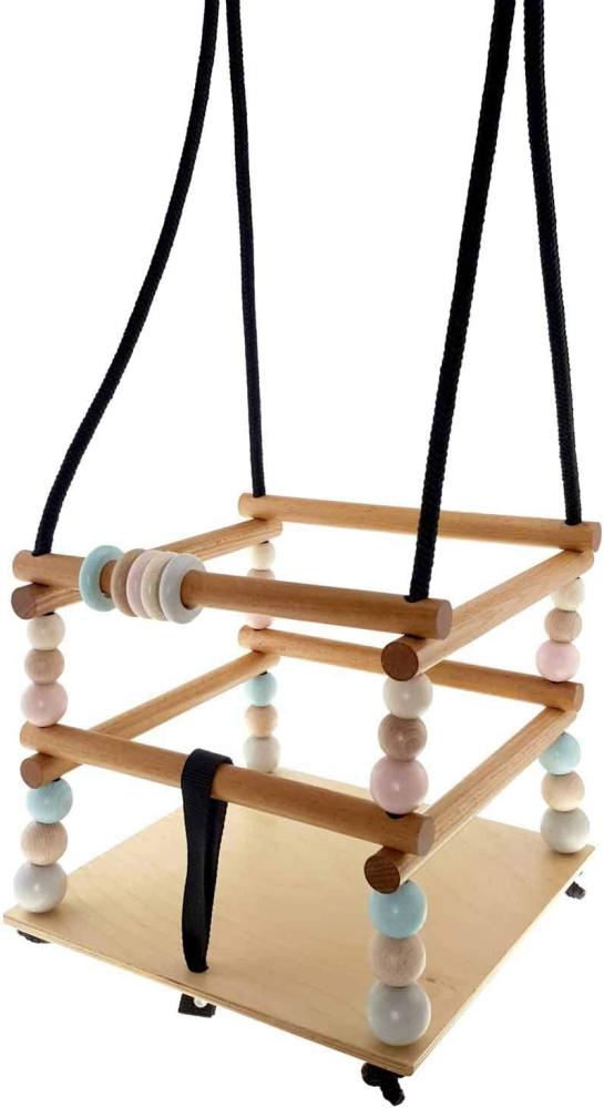 Hess Holzspielzeug 31106 - Gitterschaukel aus Holz, Nature Serie, handgefertigt, für Kleinkinder ab 12 Monaten, für unbeschwertes Schaukelvergnügen im Haus, auf der Terrasse und im Garten Bild 1