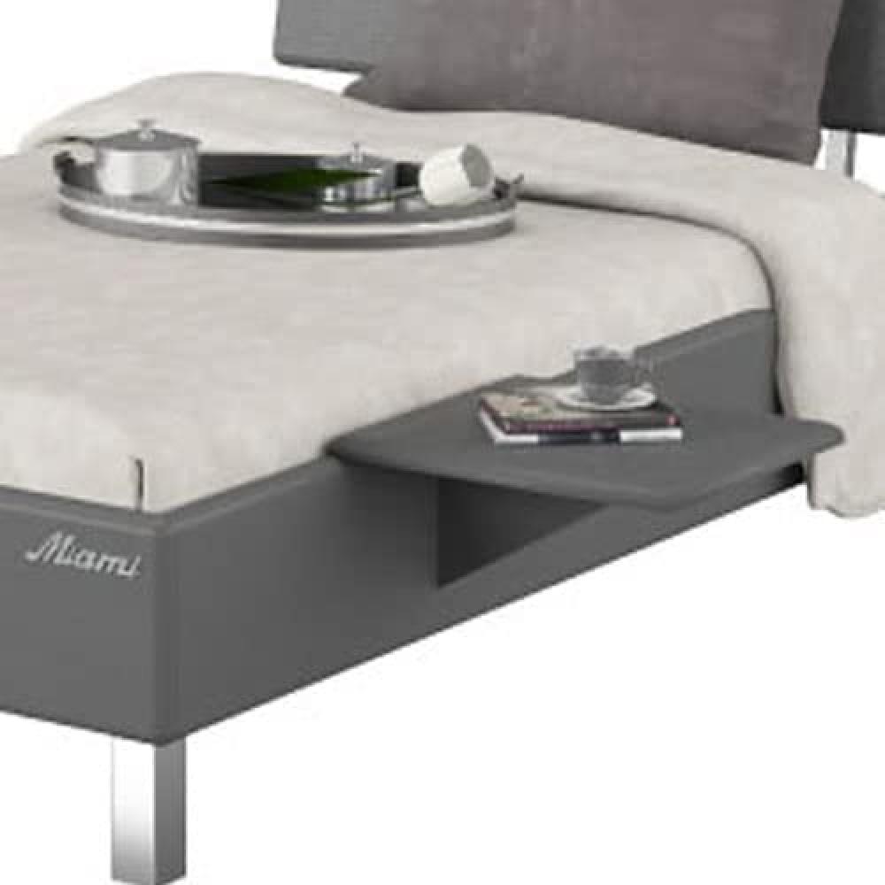 Miami Nachttisch zum einhängen in Jugendbett, Metallic Lackierung, chromfarbenes Logo aus hochwertigem Autoschriftzug, Grau Matt Bild 1