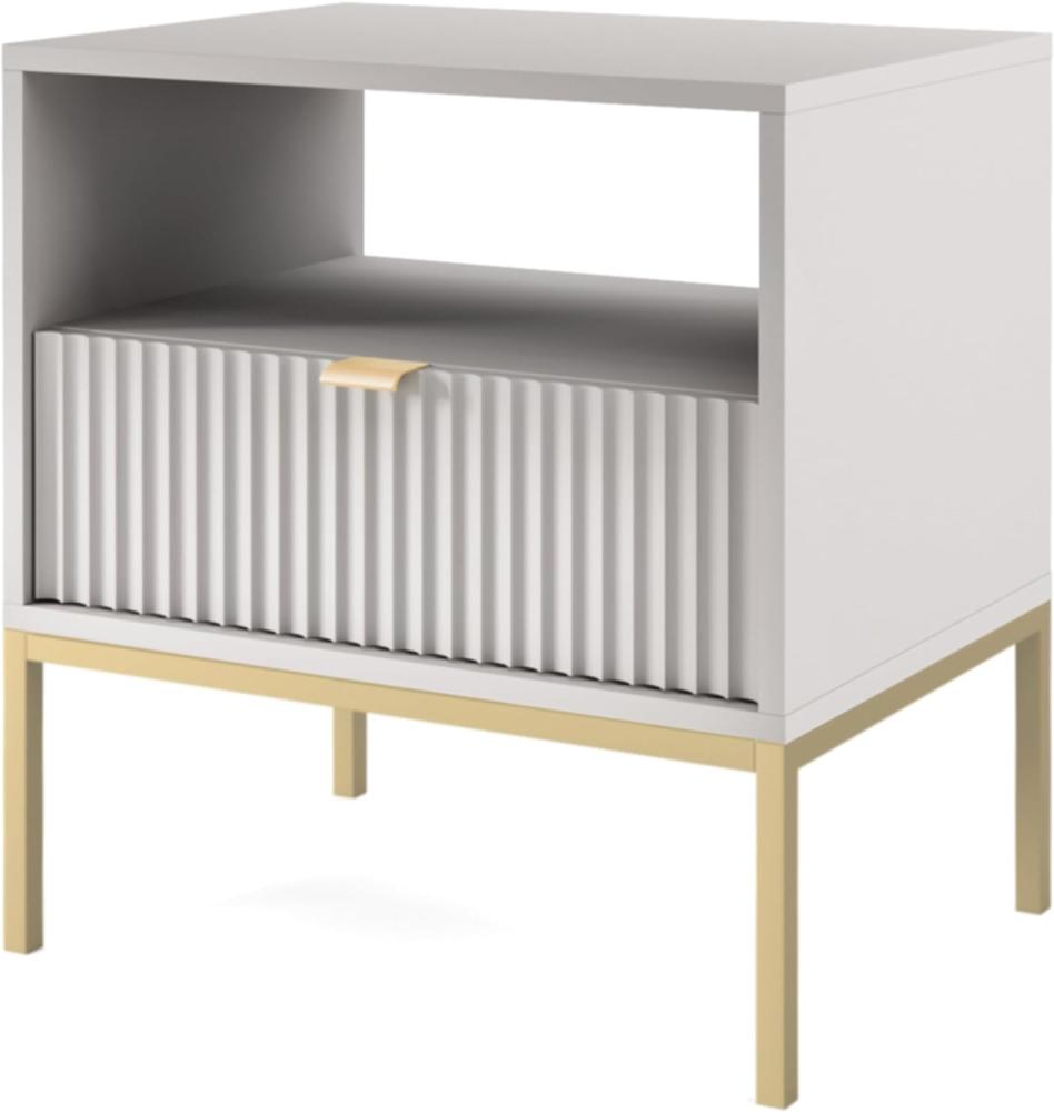 Selsey Vellore Nachttisch, Holzwerkstoff Edelstahl, Grau, 54 cm breit Bild 1