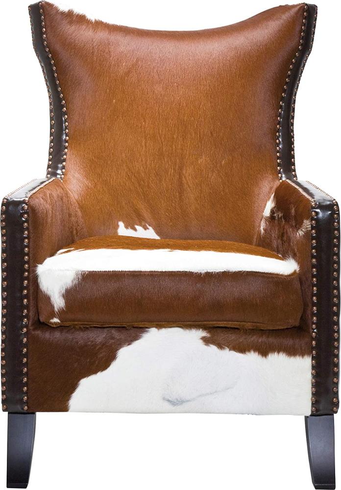 Kare Design Sessel Denver Cow, bequemer, moderner TV XL-Loungesessel mit Armlehne im Kuhfell-Design, braun-weiß (H/B/T) 107x76x82cm Bild 1