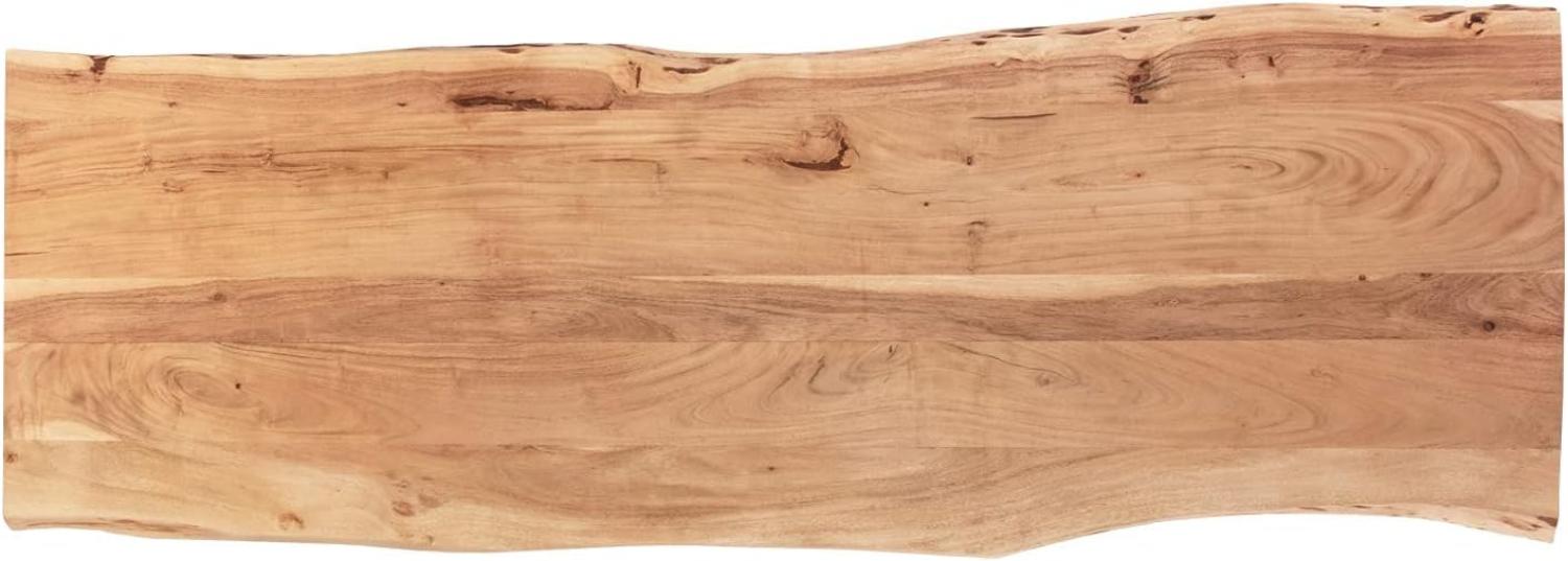 SAM Tischplatte 180x60 cm Curt, Holzplatte aus Akazienholz massiv + naturfarben + lackiert, Baumkanten-Platte für Heimwerker, geeignet für Arbeitsplatten, Tische & Fensterbretter Bild 1