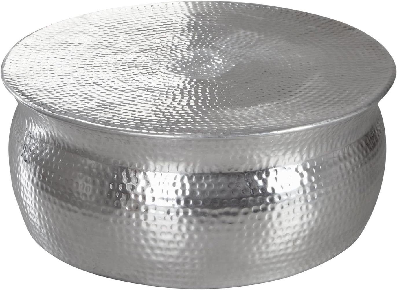 Wohnling Couchtisch KAREM 75 x 31 x 75 cm Aluminium Beistelltisch orientalisch rund, Silber Bild 1