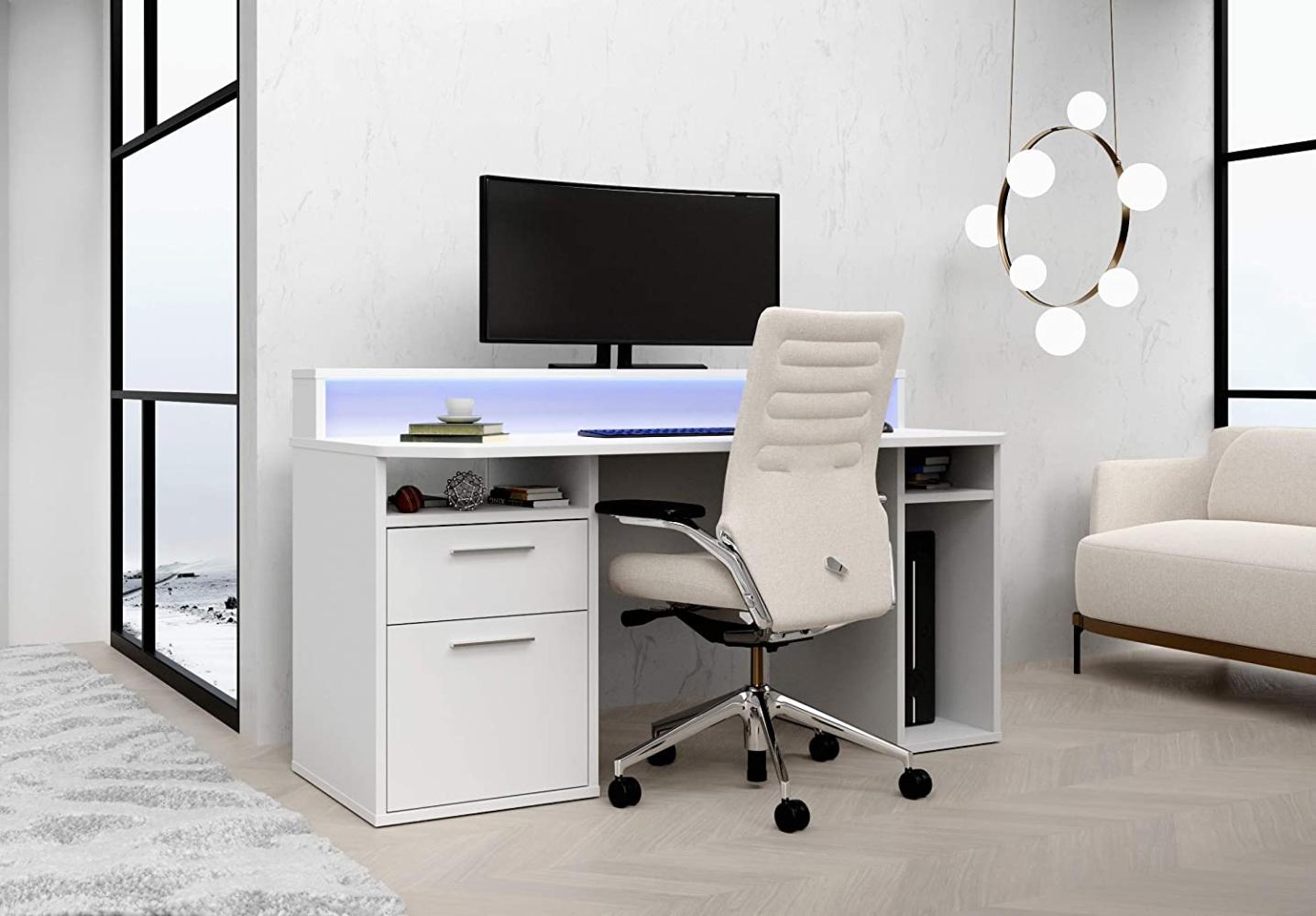 Schreibtisch >Tamas< in Weiß - 160x91,1x72cm (BxHxT) Bild 1