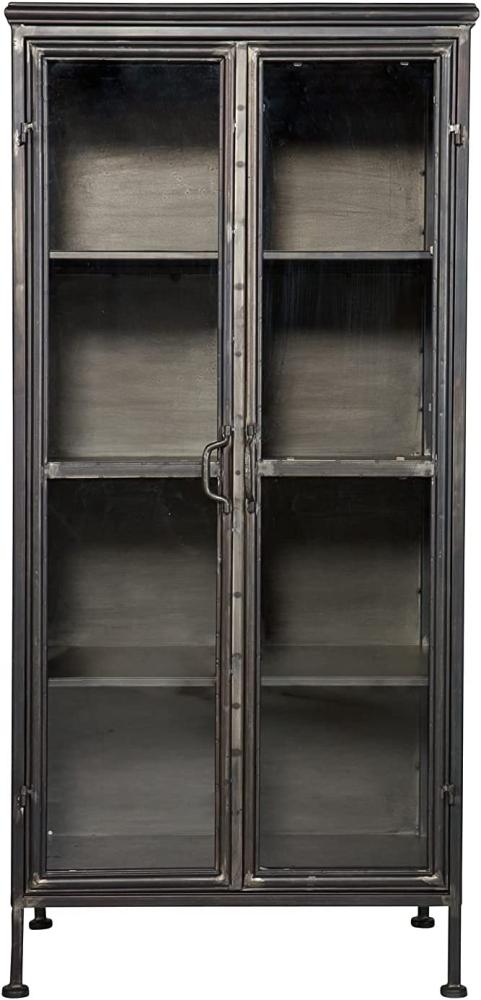 Metall Schrank mit 2 Glas Türen, Schwarz, Höhe 124cm, Puristic BePureHome Bild 1