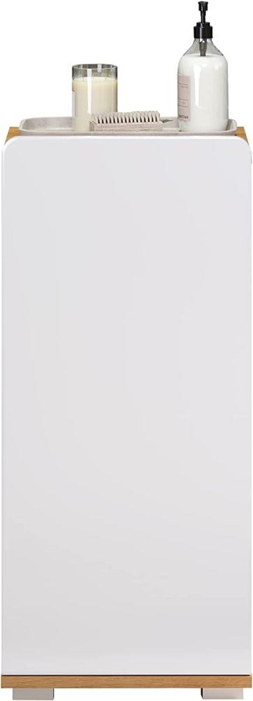 Badezimmer Unterschrank Ciara weiß Hochglanz und Eiche 37 x 82 cm Bild 1
