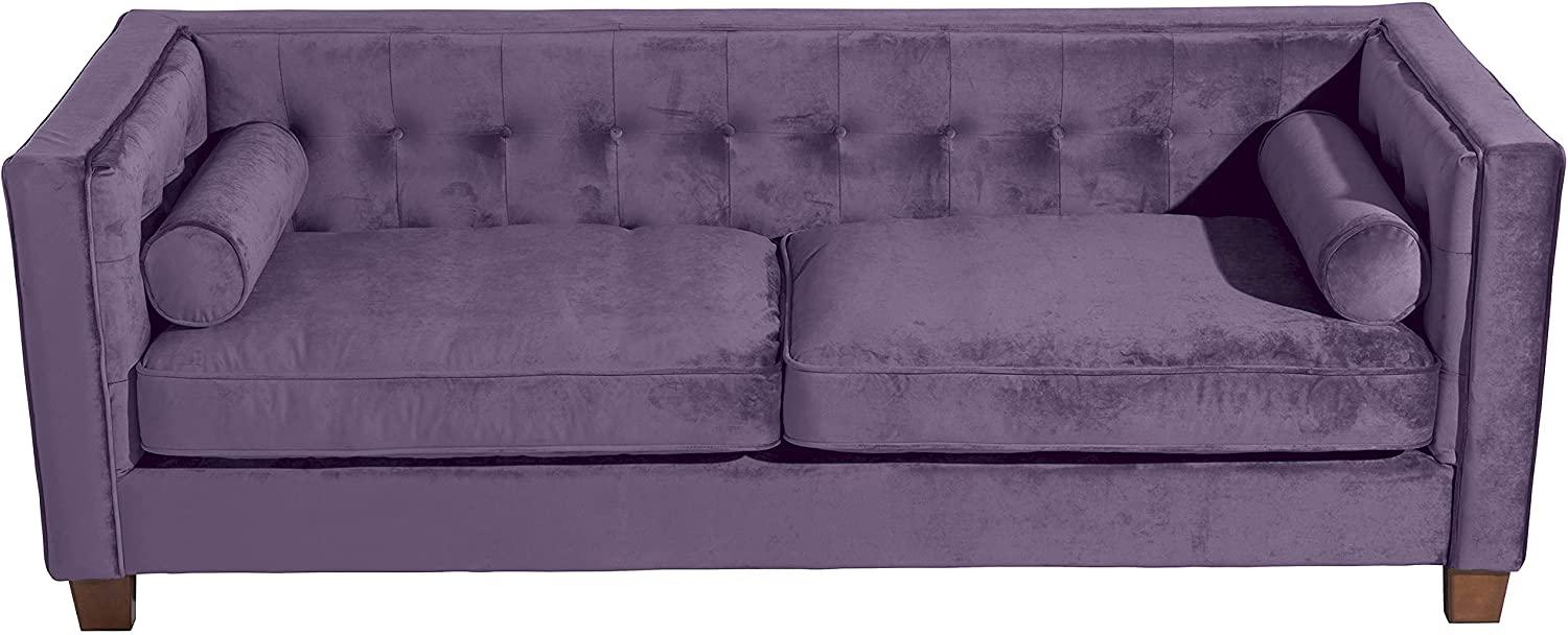Jobbia Sofa 3-Sitzer (2-teilig) Samtvelours Violett Buche Nussbaumfarben Bild 1