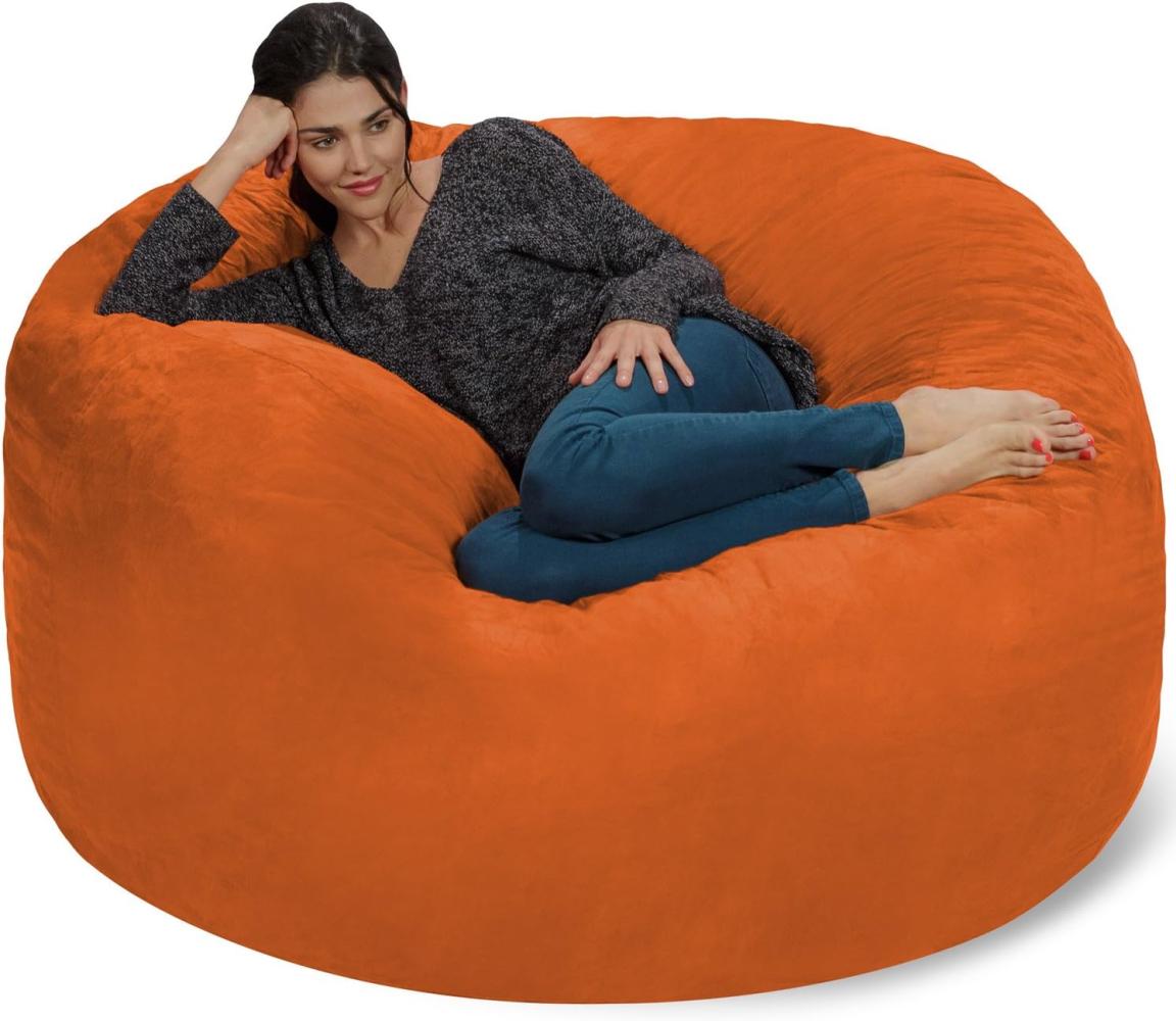 Chill Sack Bohnenbeutelstuhl: Riesen-5' Memory-Foam-Möbel Sitzsack - großes Sofa mit weicher Microfaserabdeckung - Orange Bild 1