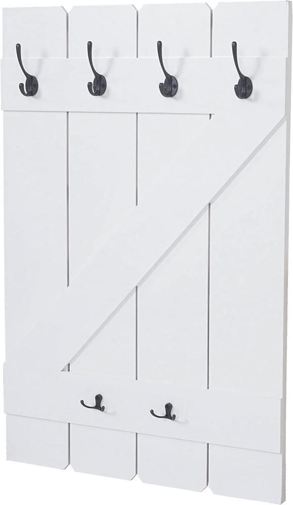 Tassenhalter HWC-D13, Hängeregal Tassenbrett Wandboard, 6 Haken 91x60cm ~ weiß lackiert Bild 1