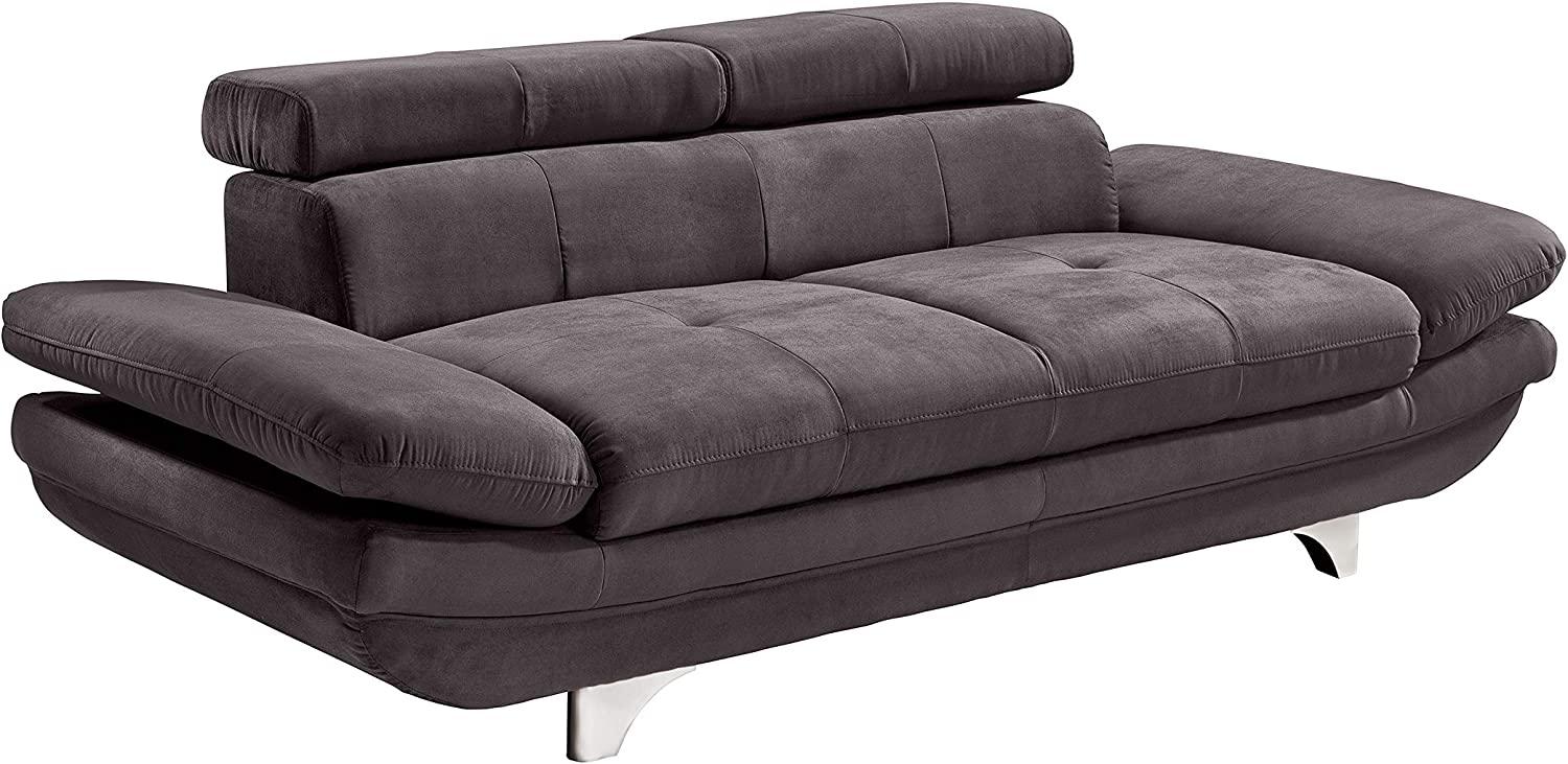 Mivano Zweisitzer-Sofa Enterprise / 2er-Couch mit Armteilfunktion und Kopfteilverstellung / 218 x 72 x 104 / Mikrofaser-Bezug, dunkelgrau Bild 1