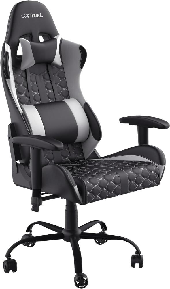 Trust Gaming GXT 708W Resto Gaming Stuhl, 360° Drehbar, Bürostuhl mit Abnehmbaren Kissen, Höhenverstellbarer Stuhl für Computer, Abschließbarer Stuhl – Weiß Bild 1