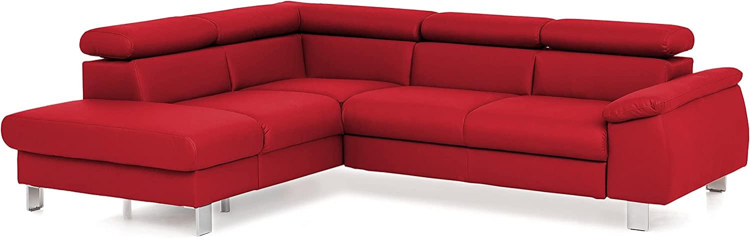 Mivano Ecksofa Micky mit Ottomane / L-Form-Sofa mit Schlaffunktion, Stauraum und Kopfteilverstellung / 249 x 72 x 207 / Kunstleder, Rot Bild 1
