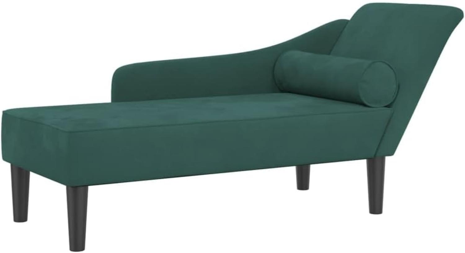 vidaXL Chaiselongue mit Kissen Dunkelgrün Samt Bild 1