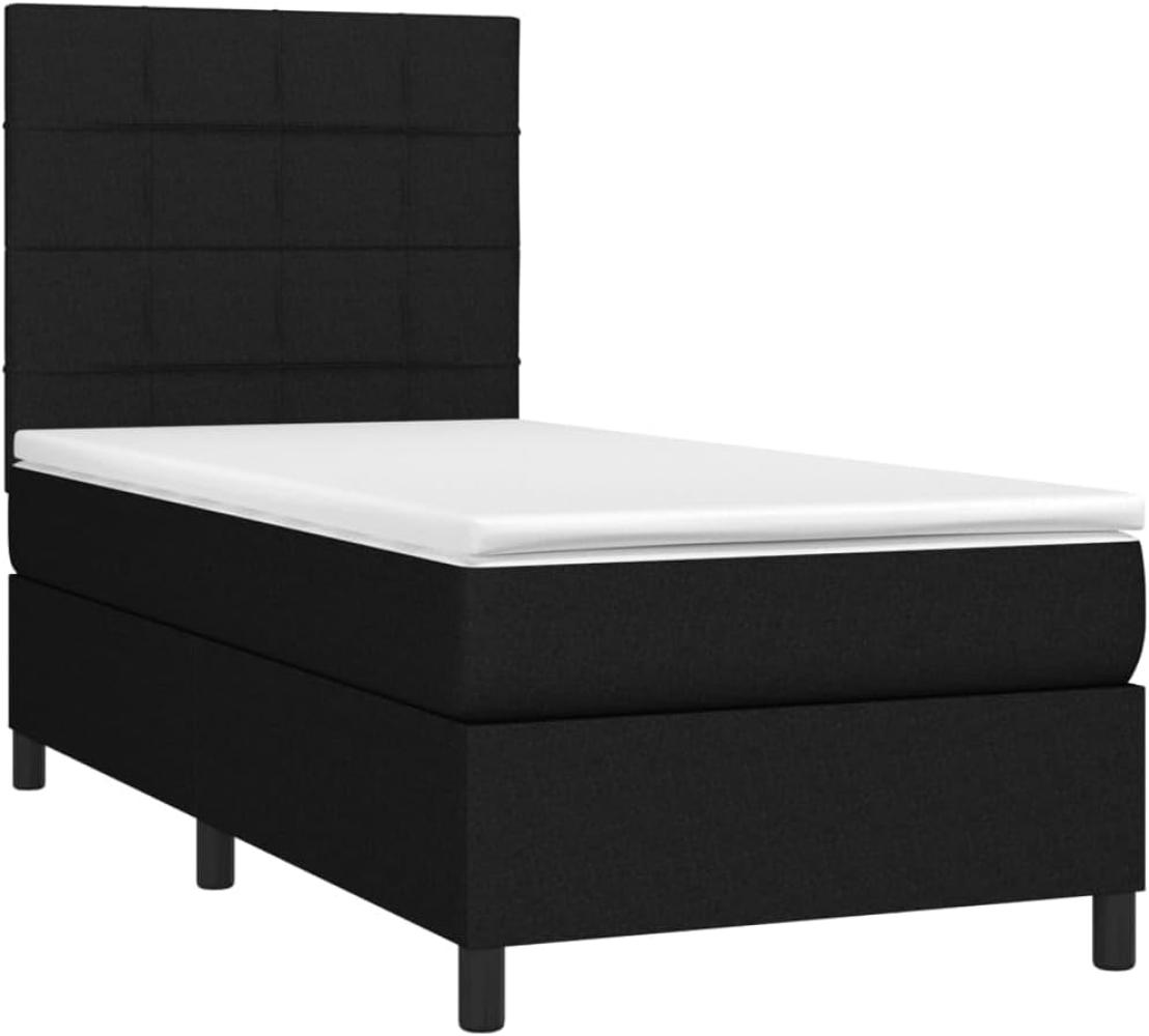 vidaXL Boxspringbett mit Matratze & LED Schwarz 100x200 cm Stoff Bild 1