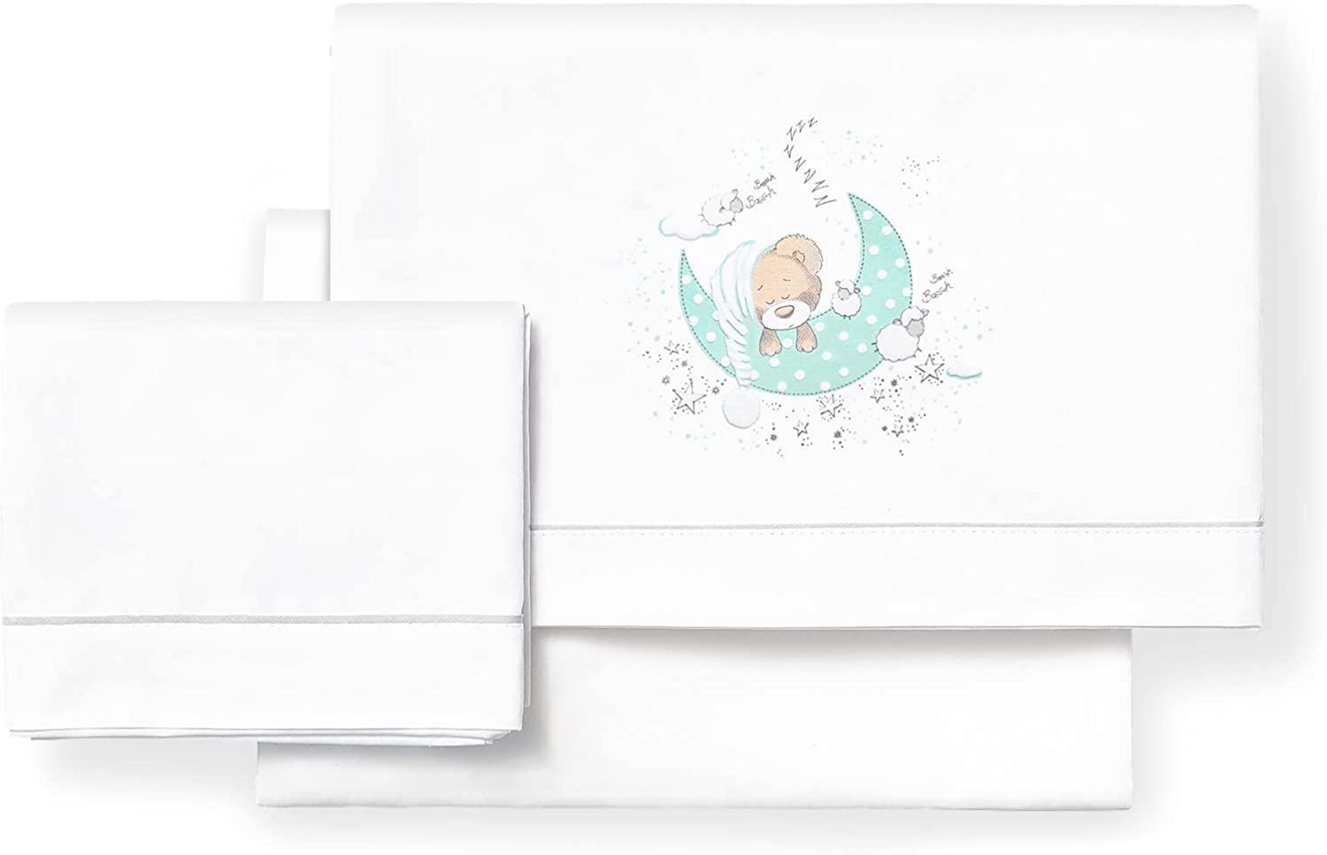 Interbaby Bettwäsche für Mini-Babybett, 50 x 80 cm, 100% Baumwolle (Spannbettlaken, Kissenbezug) (New Sleeping Grün) Bild 1