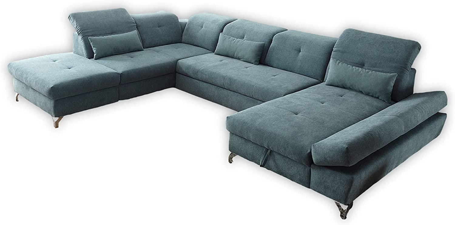 Couch MELFI L Sofa Schlafcouch Wohnlandschaft Schlaffunktion grün dunkel U-Form links Bild 1