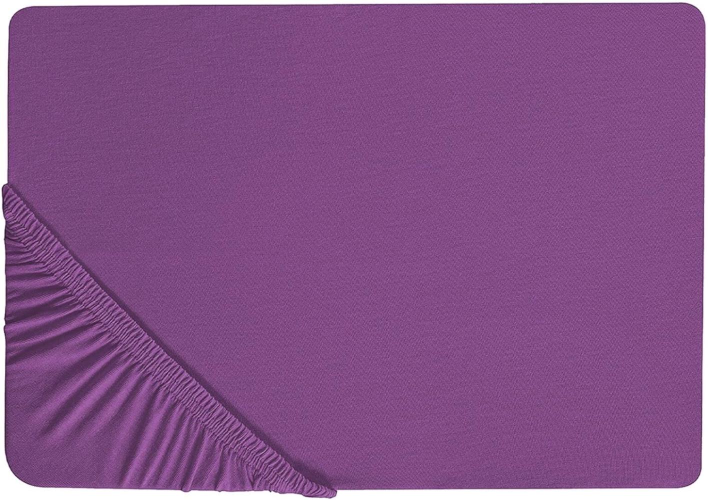 Spannbettlaken Baumwolle purpur 90 x 200 cm JANBU Bild 1