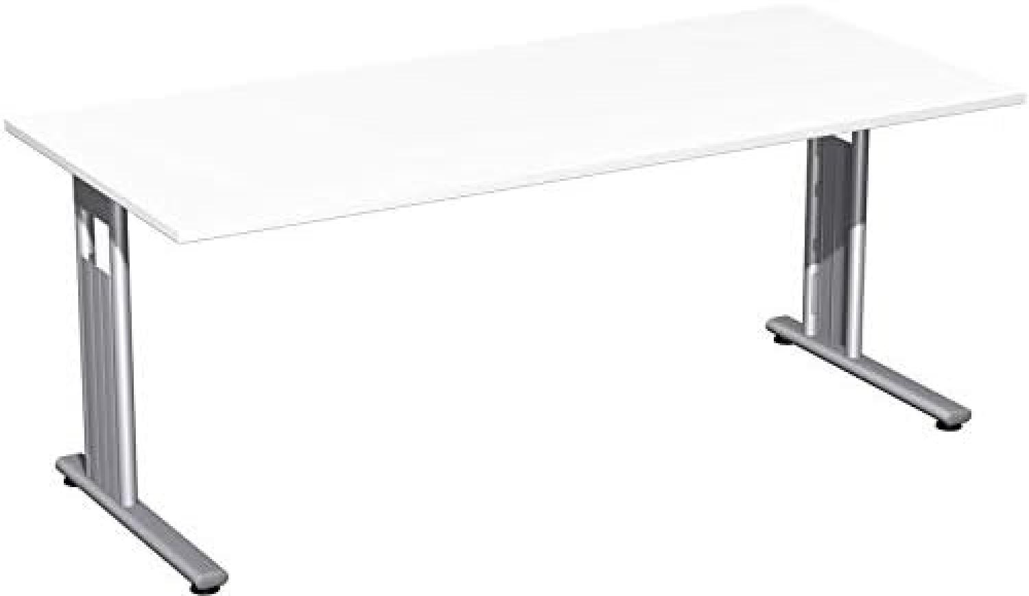 Schreibtisch, 180x80cm, Weiß / Silber Bild 1