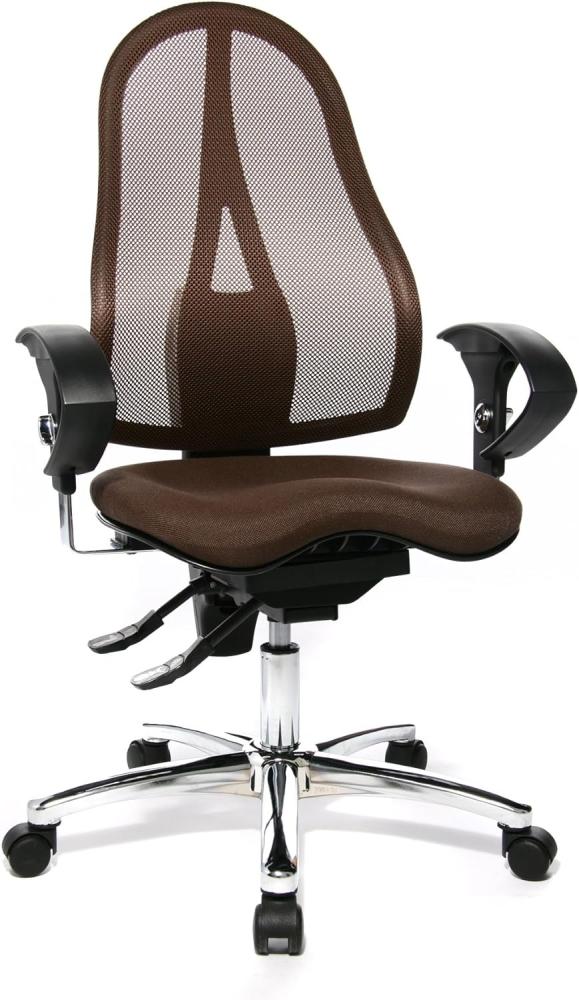 Topstar ST19UG08 Sitness 15, ergonomischer Bürostuhl, Schreibtischstuhl, inkl. höhenverstellbare Armlehnen, Bezugsstoff dunkelbraun Bild 1