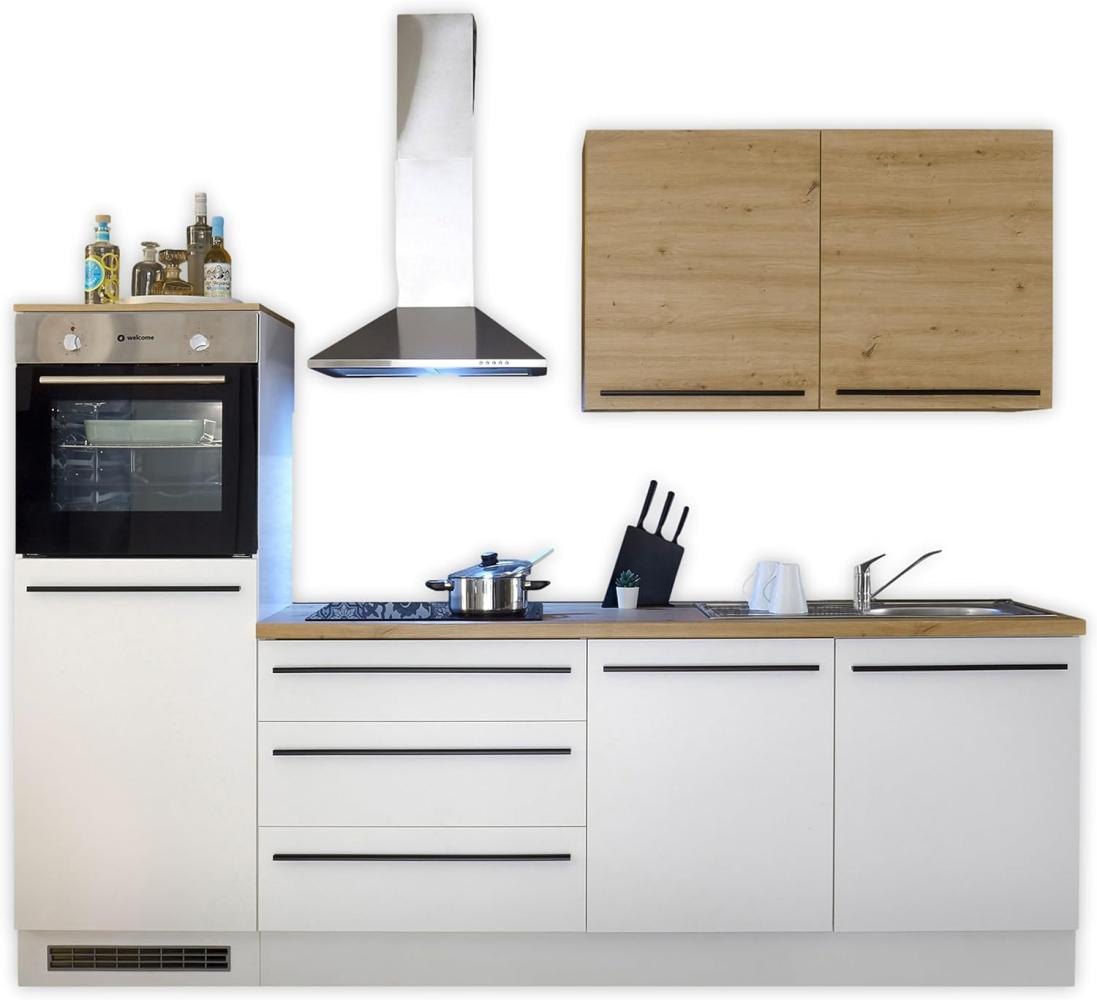 NOAH Moderne Küchenzeile ohne Elektrogeräte in Artisan Eiche Optik, Weiß - Geräumige Einbauküche mit viel Stauraum - 260 x 220 x 60 cm (B/H/T) Bild 1