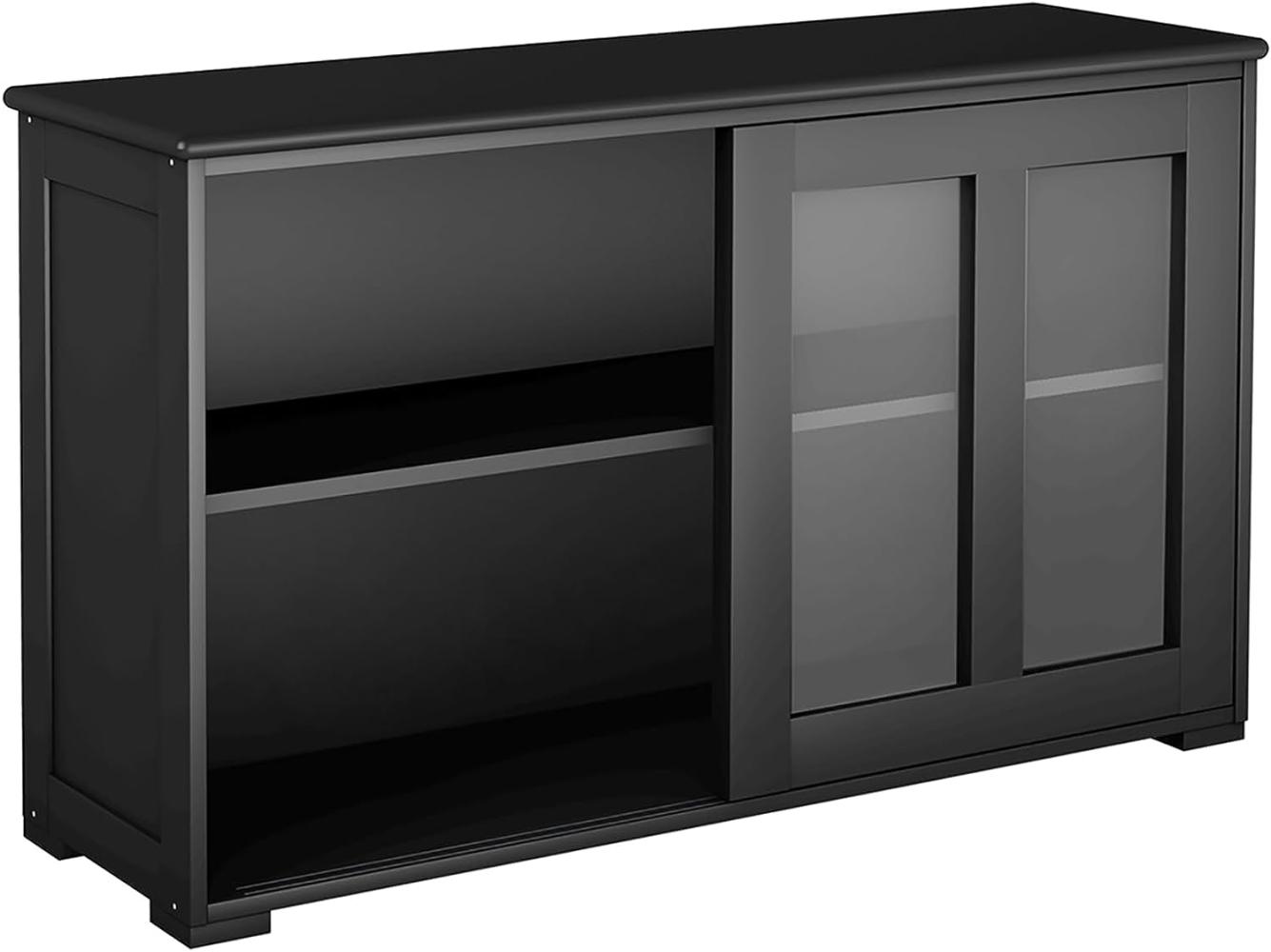 COSTWAY Sideboard mit Schiebetueren Schwarz Bild 1