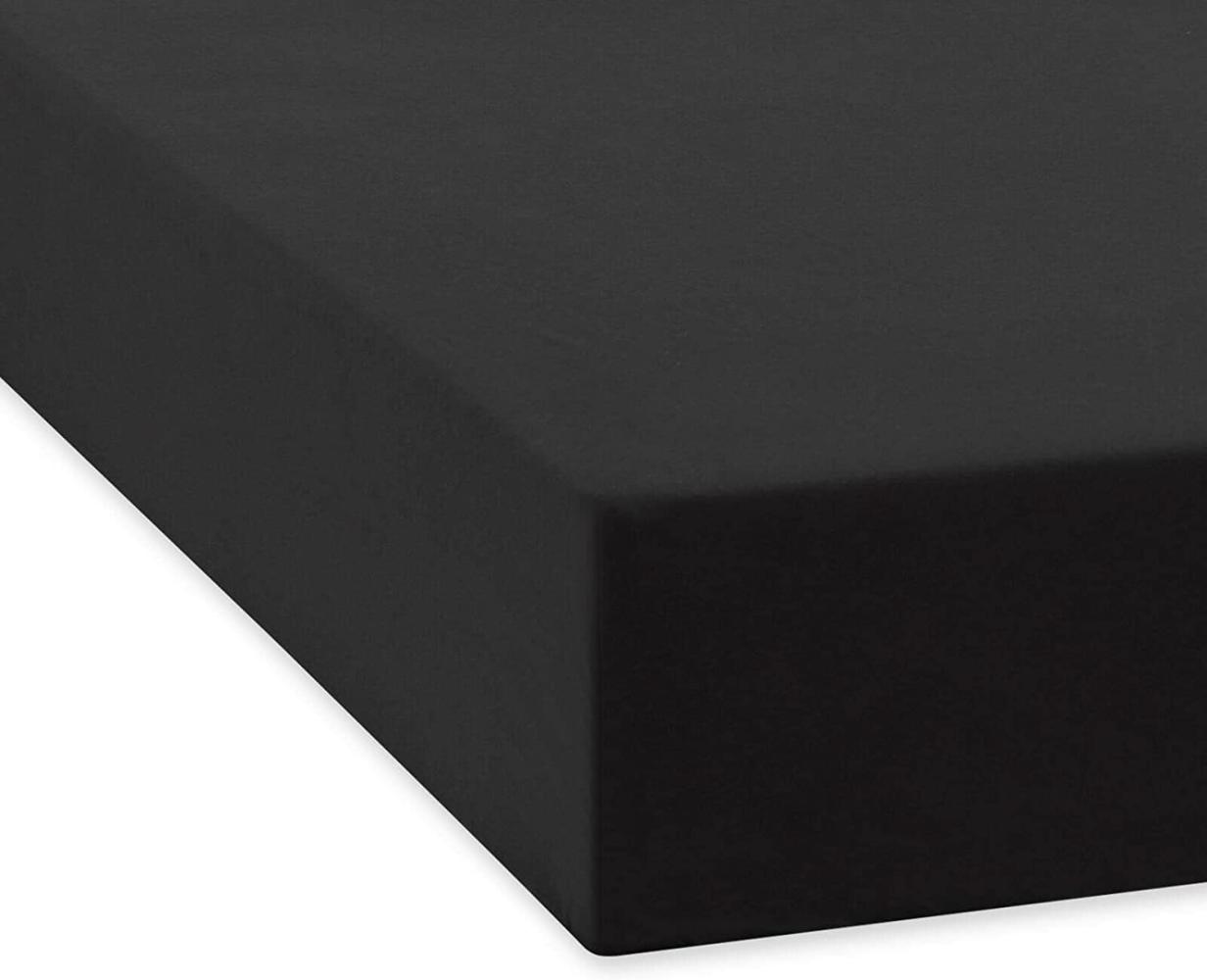 Traumschlaf 'Feinbiber' Spannbettlaken, Baumwolle schwarz, 100 x 220 x 25 cm Bild 1