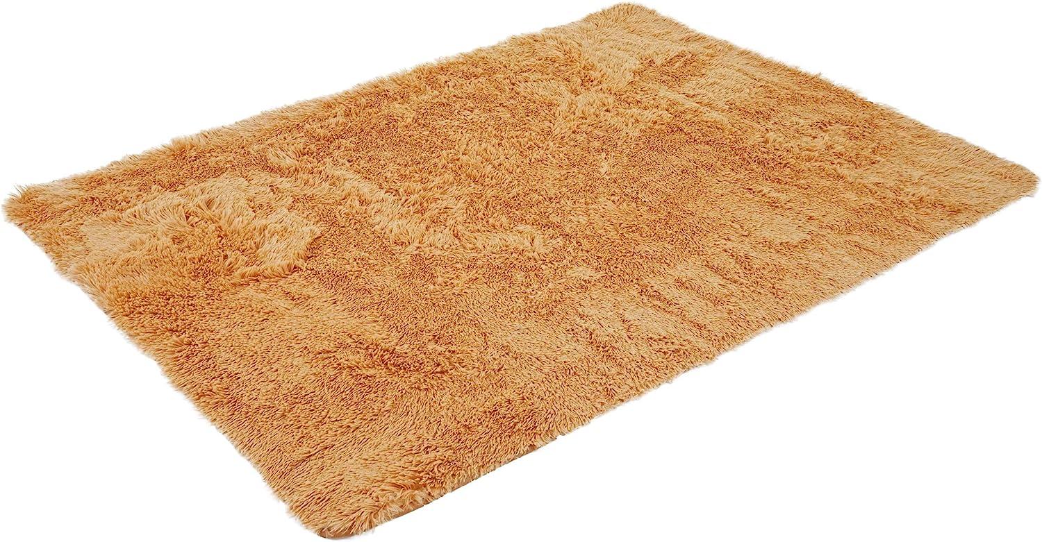 Teppich HWC-F69, Shaggy Läufer Hochflor Langflor, Stoff/Textil flauschig weich 200x140cm ~ braun Bild 1