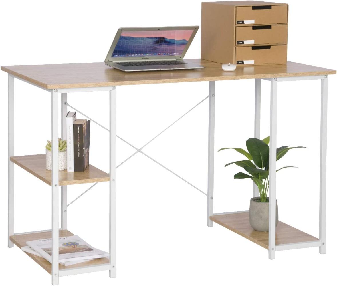 WOLTU TSB31hei Schreibtisch Computertisch Büromöbel PC Tisch Bürotisch Arbeitstisch aus Holz und Stahl, mit Ablage, ca. 120x60x75 cm Bild 1