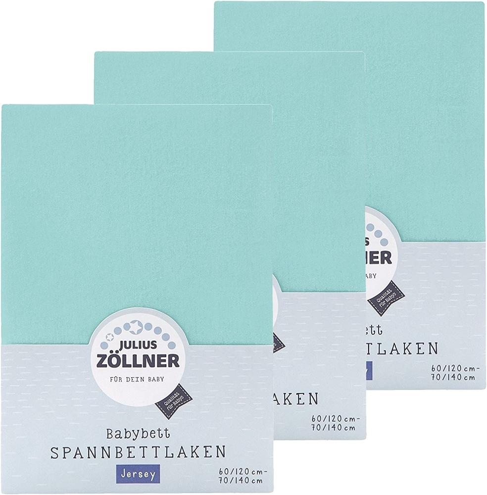Julius Zöllner Spannbetttuch Jersey 70x140 / 60x120 Mint 3er Pack Bild 1