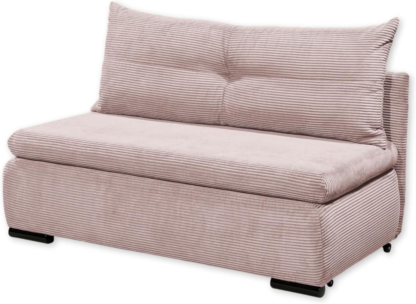 CHARLIE Bequemes Schlafsofa mit Bettkasten in Cord-Optik, Flamingo - Kompaktes Sofa mit Schlaffunktion - 153 x 75/90/92 x 83 cm (B/H/T) Bild 1