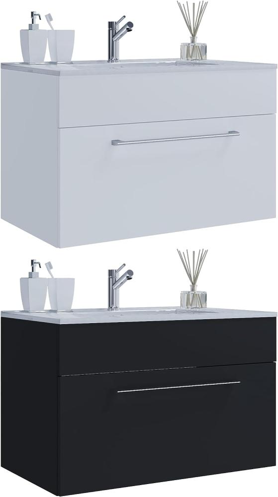 Nywo Waschbeckenunterschrank 80cm Waschbecken Unterschrank Badzimmer schwarz Bild 1