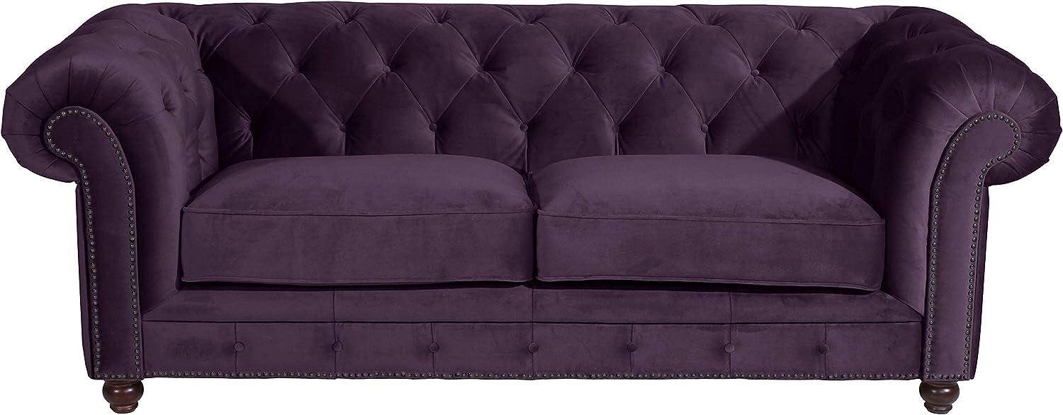 Orleans Sofa 2,5-Sitzer Samtvelours Purple Buche Nussbaumfarben Bild 1