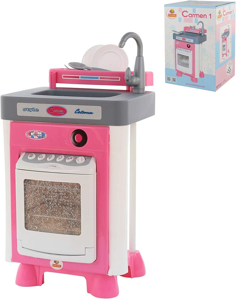Polesie Kinder-Spiel-Spülmaschine 57891 Carmen Ablage Geschirr Wasserbehälter rosa Bild 1