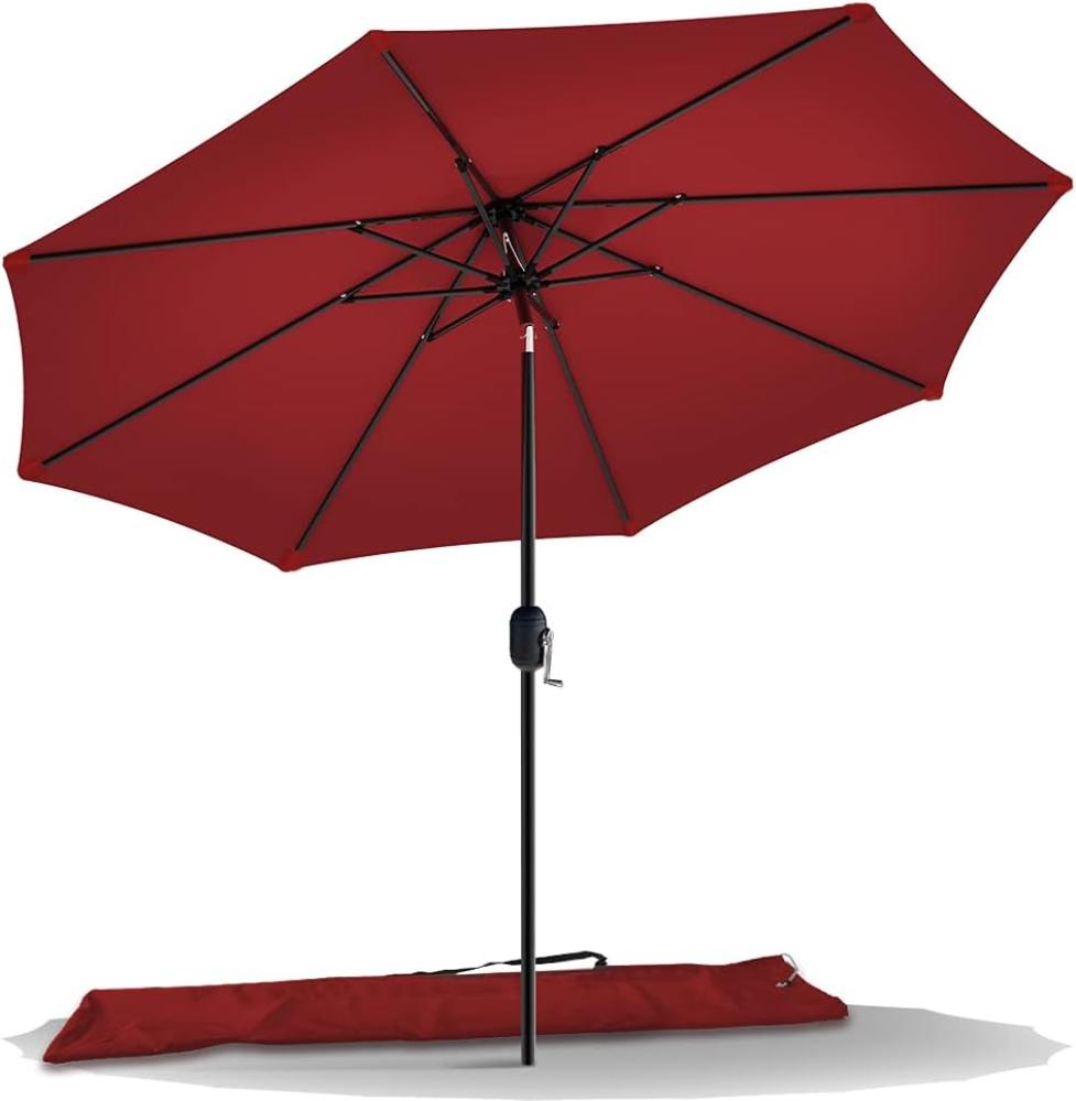 VOUNOT Sonnenschirm 270 cm mit Kurbelvorrichtung, Knickbar, Sonnenschutz UV-Schutz, Balkonschirm Gartenschirm Marktschirm mit Schutzhülle, Rot Bild 1
