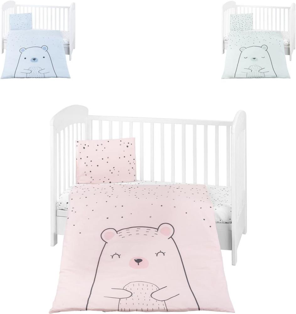 Kikkaboo Kinderbettwäsche Bär 5-teilig Decke 135 x 95 cm Kissen 45 x 35 cm Laken rosa Bild 1