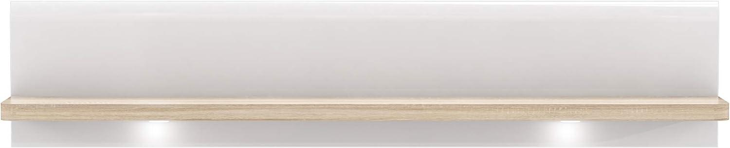 FORTE Attention Wandpaneel mit LED Beleuchtung, Holzwerkstoff, Weiß/Beige/Weiß, 140 x 29 x 24 cm Bild 1