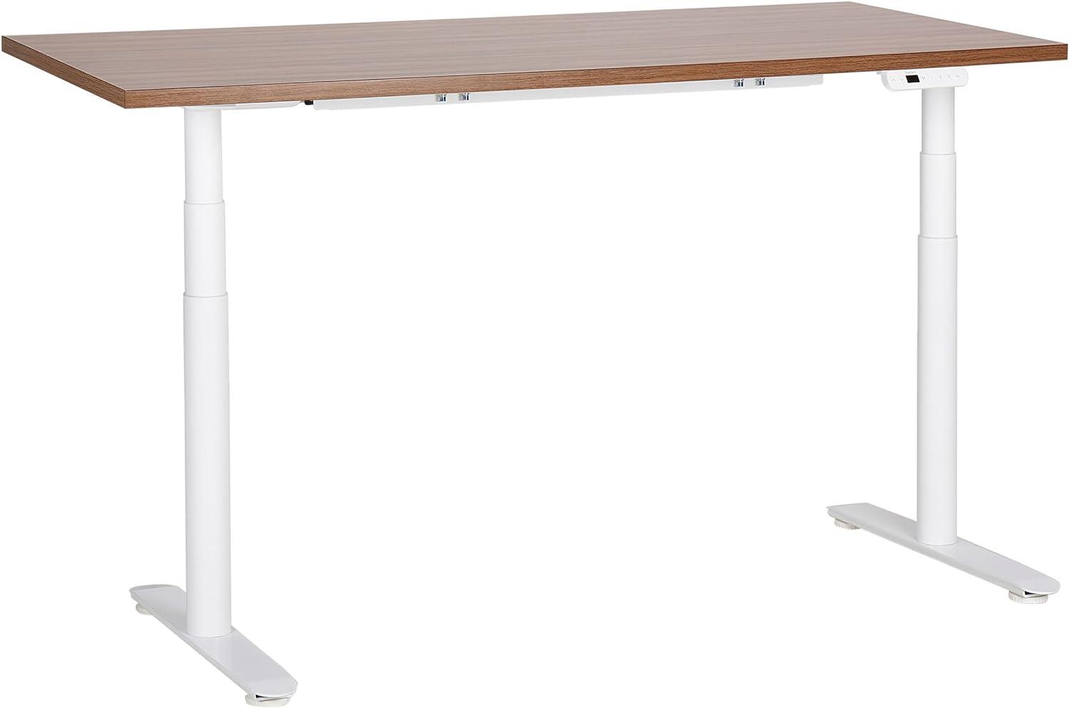 Schreibtisch braun weiß 160 x 72 cm elektrisch höhenverstellbar DESTINAS Bild 1