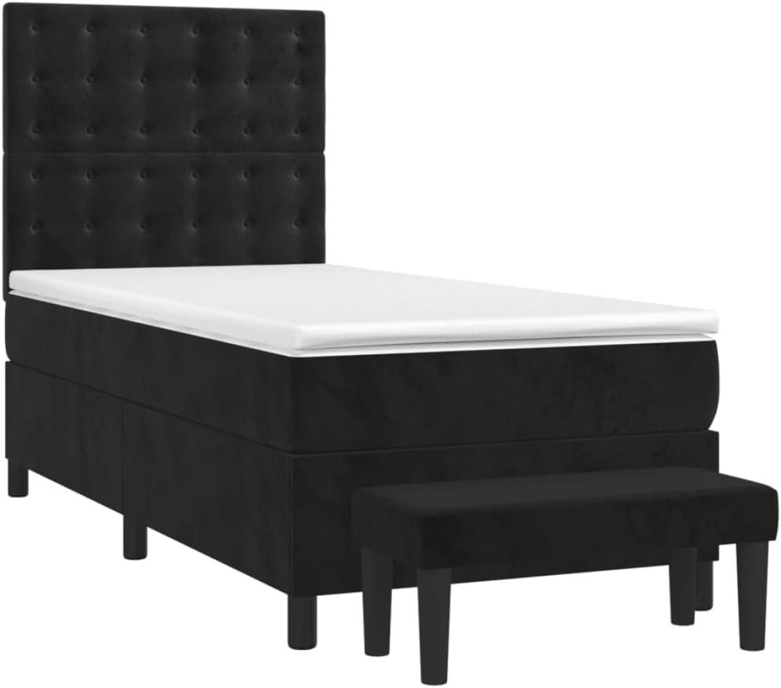 Boxspringbett mit Matratze Schwarz 80x200 cm Samt Bild 1