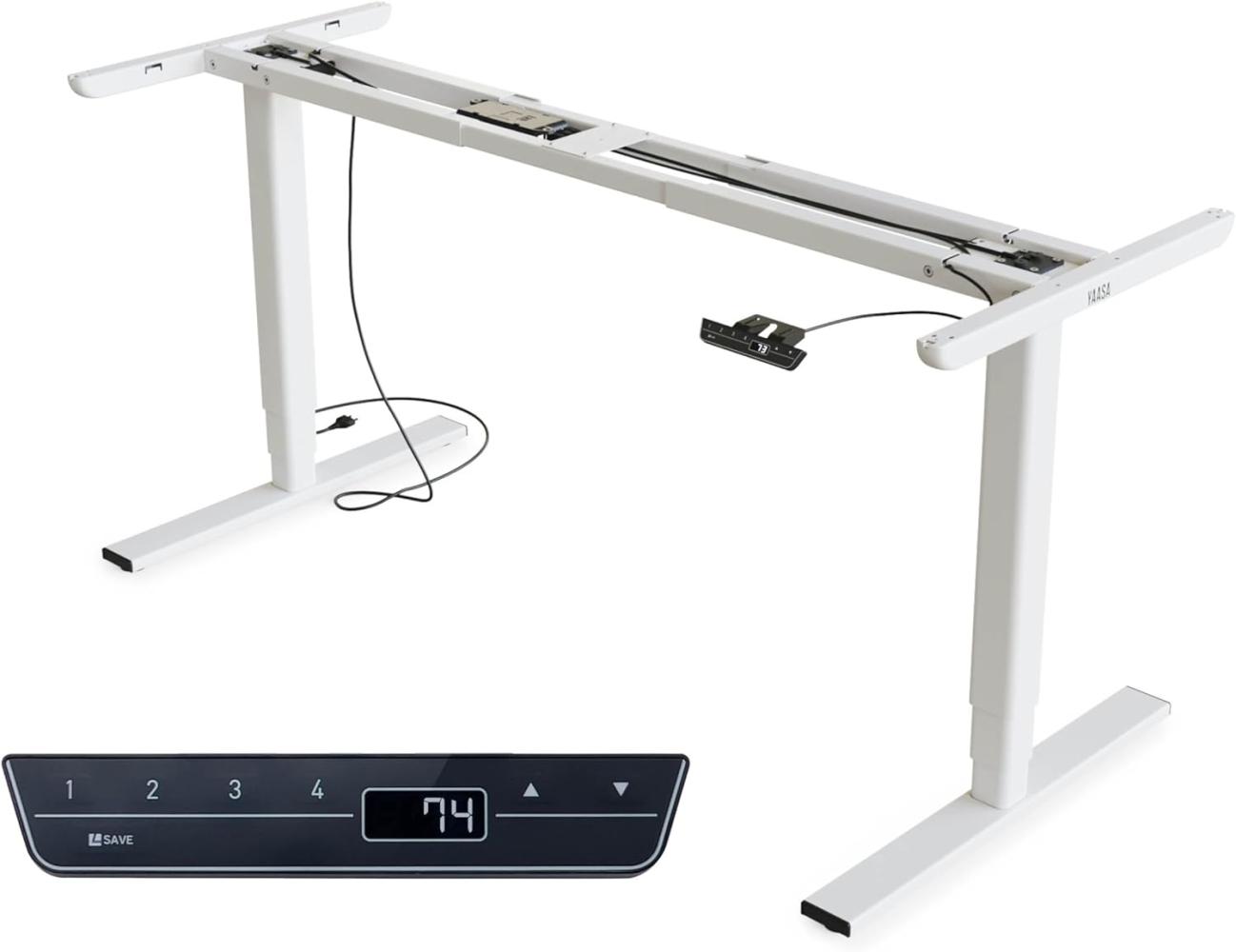 Yaasa Frame AMZ Tischgestell Höhenverstellbar mit Memory-Funktion, Elektrisch Höhenverstellbares Schreibtischgestell mit Kollisionssensor, Ausziehbares Tischgestell in Weiß Bild 1