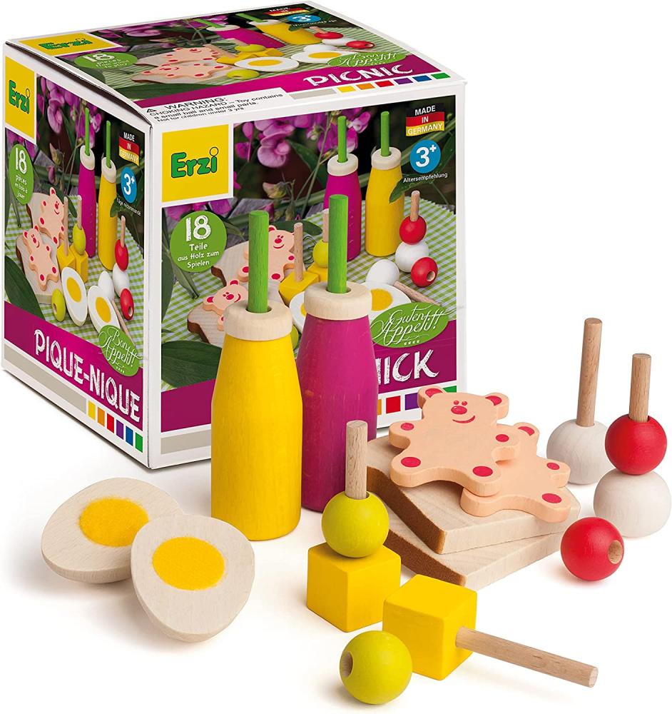 Erzi 28159 Picknick-Set für Kaufladen und Kinderküche Holz Bild 1