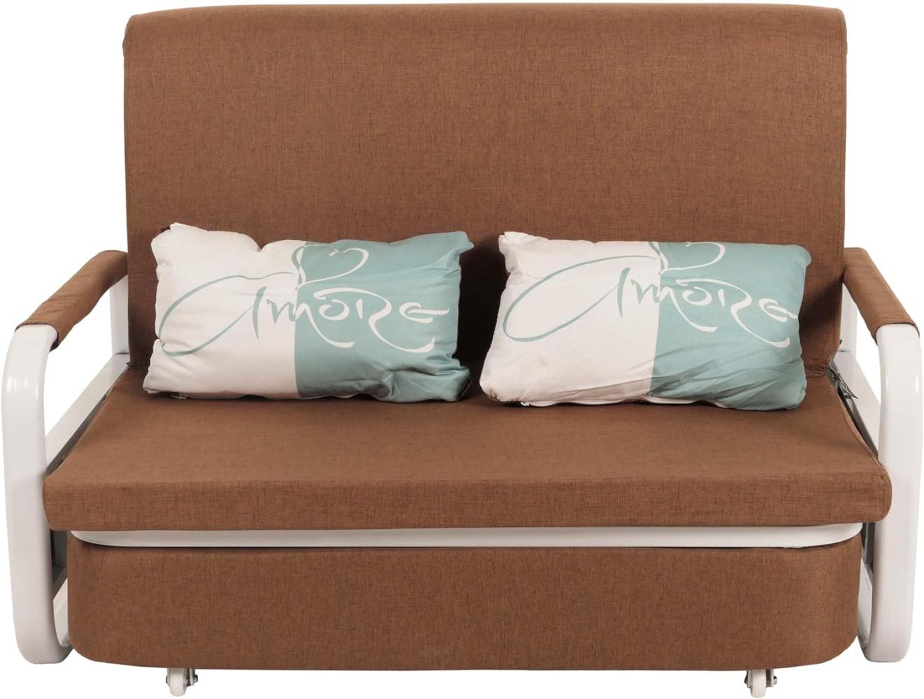 Schlafsofa HWC-M83, Schlafcouch Couch Sofa, Schlaffunktion Bettkasten Liegefläche, 130x185cm ~ Stoff/Textil braun Bild 1