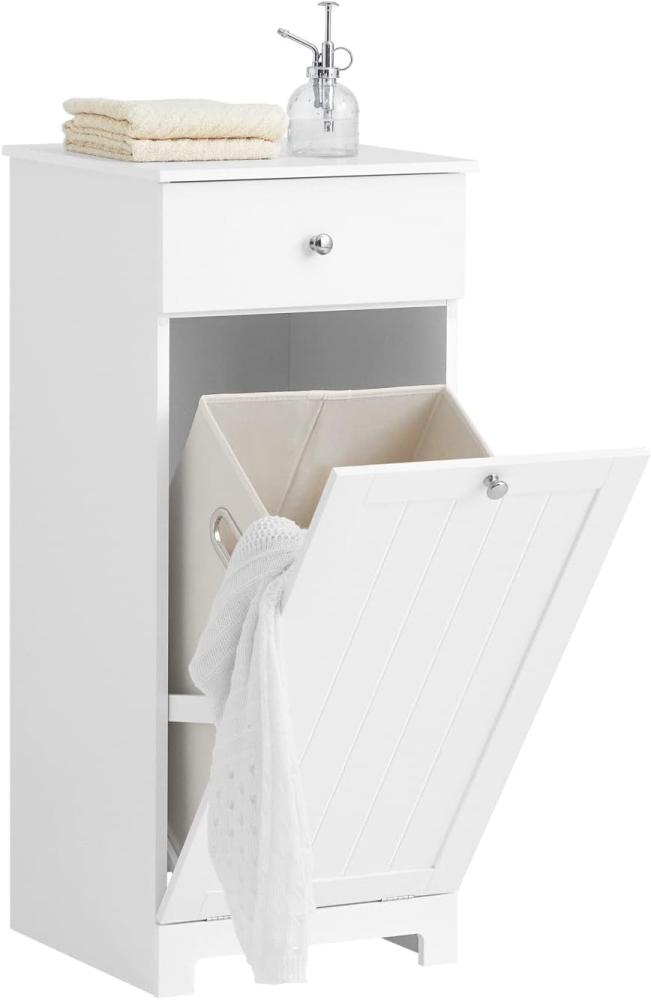 Wäscheschrank mit ausklappbarem Wäschesack MDF Weiß BZR21-W Bild 1