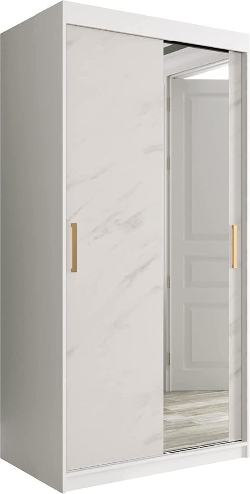 Kleiderschrank Kamoga T2 100 (Weiß / Marmor Weiß + Gold, ohne Schubladen) Bild 1