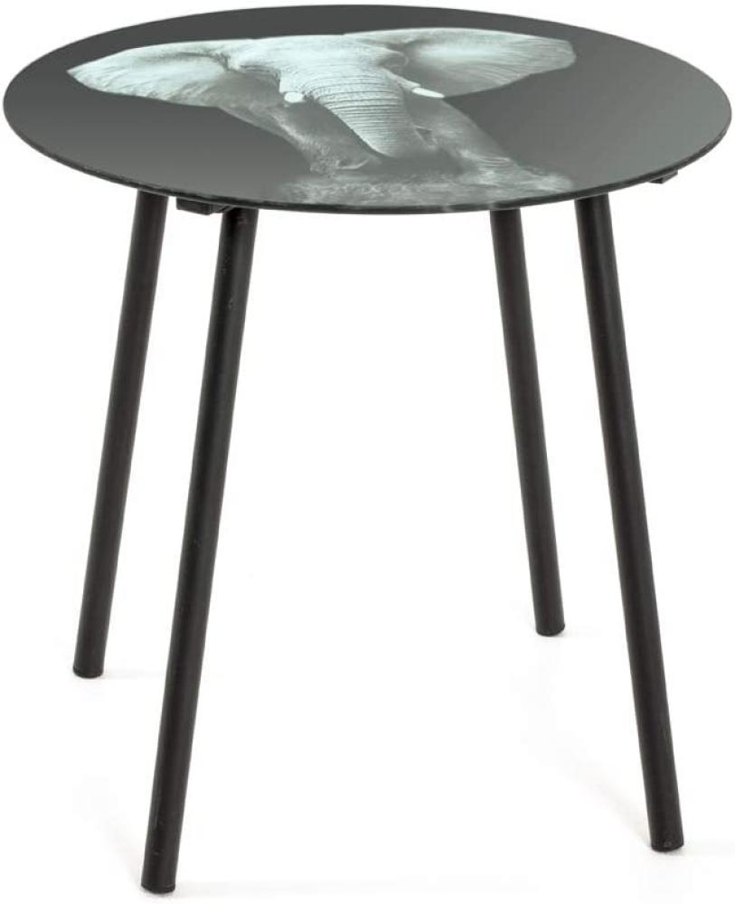 Beistelltisch Couchtisch Glastisch mit Motivdruck Elefant Bild 1